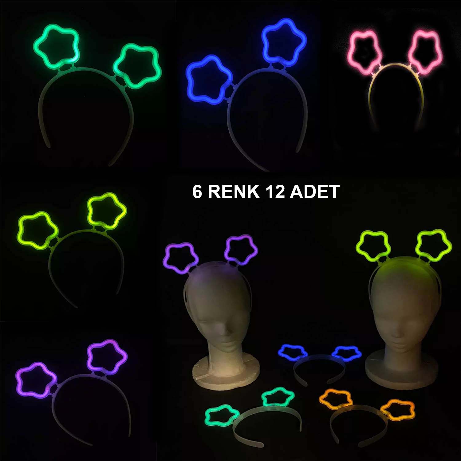 Glow Stick Karanlıkta Yanan Fosforlu Yıldız Taç 12 Adet Glow Stick Karanlıkta Yanan Fosforlu Yıldız Taç 12 Adet