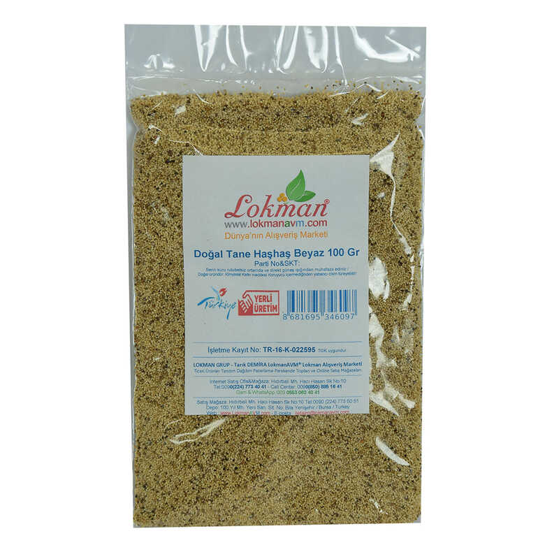 Haşhaş Tohumu Tane Doğal Beyaz 100 Gr Paket - Lisinya