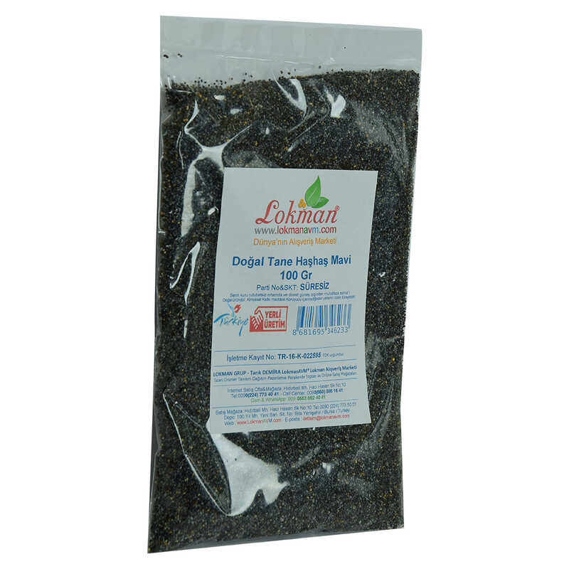 Haşhaş Tohumu Tane Doğal Mavi 100 Gr Paket - Lisinya