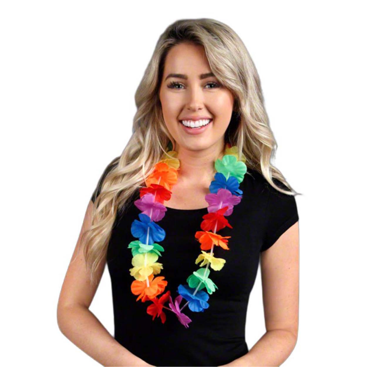 Hawaii Çiçekli Boyun Kolyesi - Renkli Tropikal Parti Leisi Rengarenk Hawaii Boyun Çelengi Havai Partisi Kolyesi 1 Adet (Lisinya)