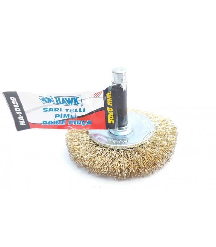 HA10129 Pimli Sarı Tel Daire Fırça 50x6 mm Lisinya202 Hawk HA10129 Pimli Sarı Tel Daire Fırça 50x6 mm
