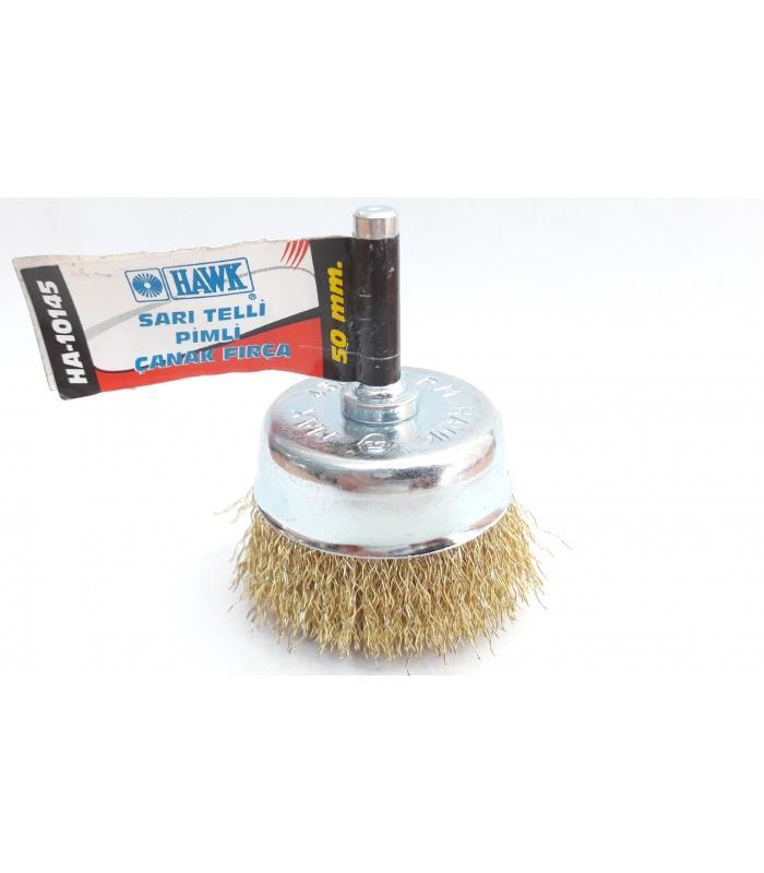 HA10145 Pimli Sarı Tel Çanak Fırça 50 mm Lisinya202 Hawk HA10145 Pimli Sarı Tel Çanak Fırça 50 mm