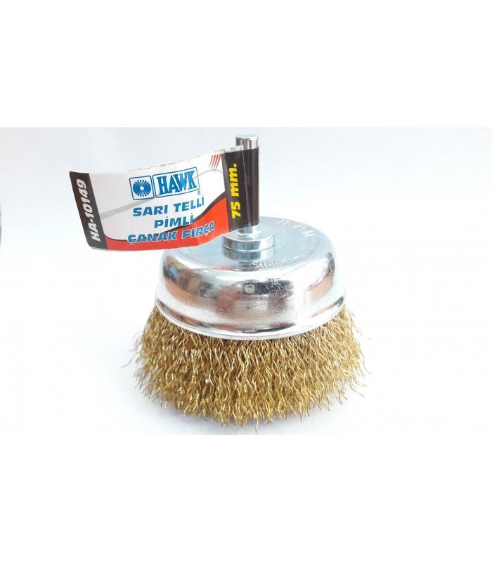 HA10149 Pimli Sarı Tel Çanak Fırça 75 mm Lisinya202 Hawk HA10149 Pimli Sarı Tel Çanak Fırça 75 mm