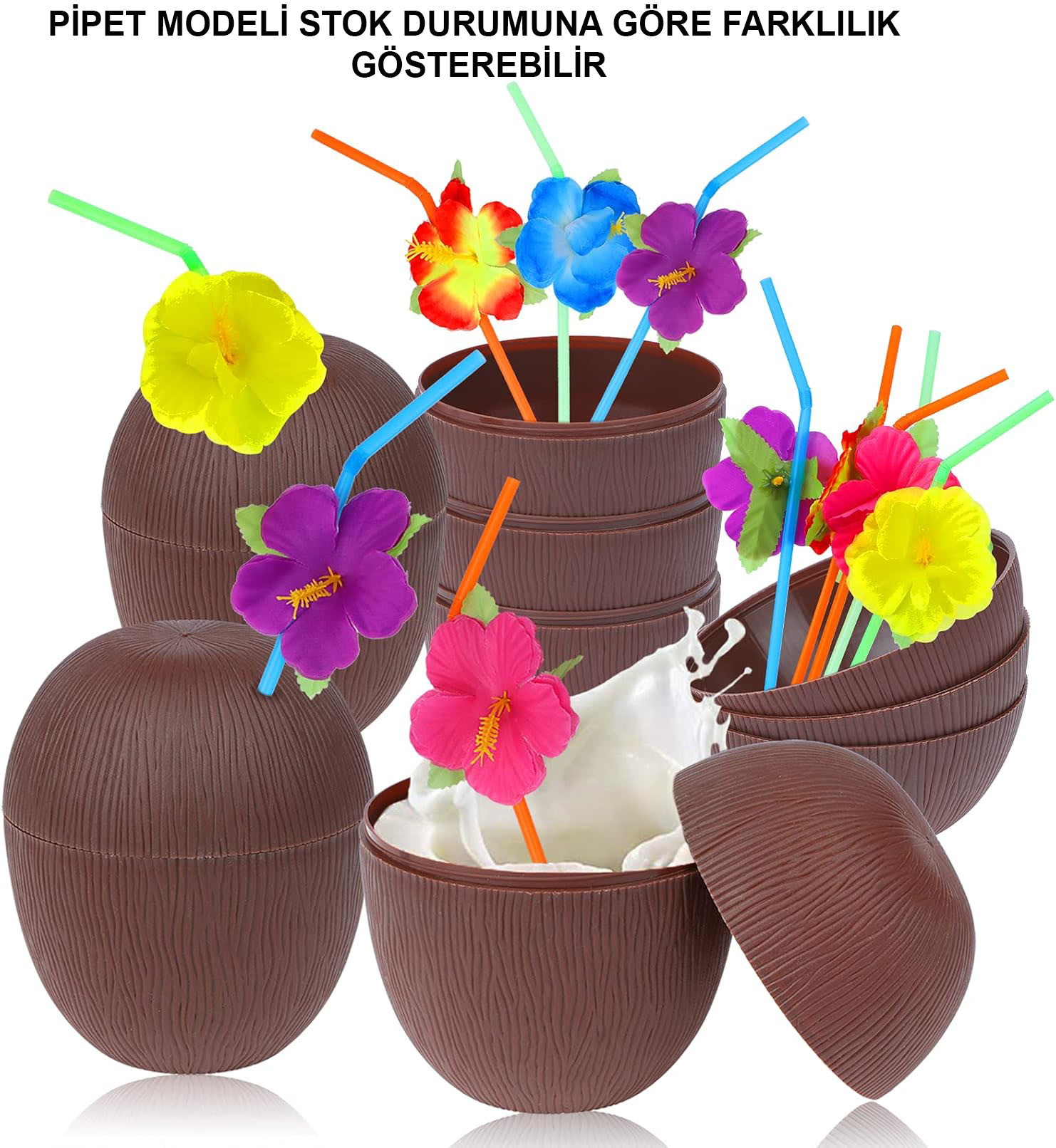 Hindistan Cevizi Hawaii Luau Aloha Pipetli İçecek Kabı Bardak 10x13 cm 1 Adet Hindistan Cevizi Hawaii Luau Aloha Pipetli İçecek Kabı Bardak 10x13 cm 1 Adet