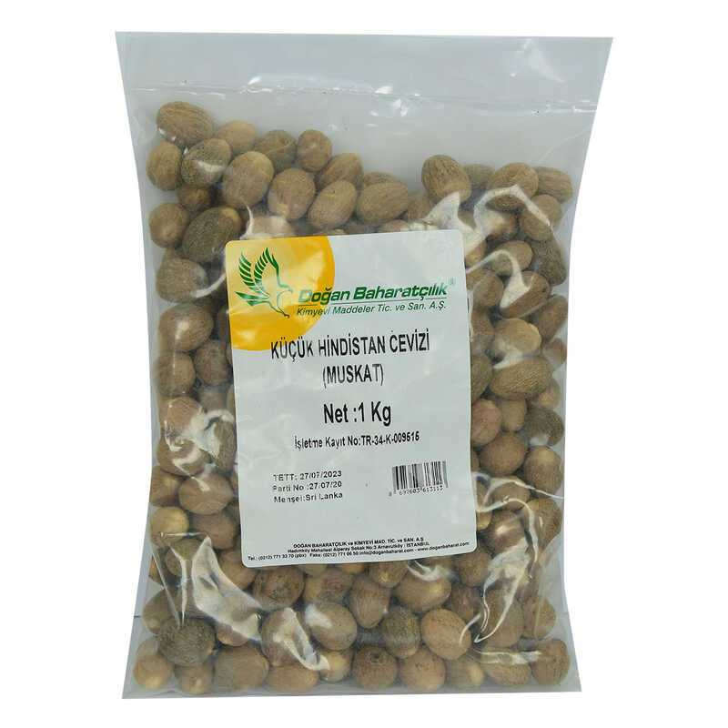 Lisinya214 Hint Cevizi Muskat Küçük Hindistan Cevizi Doğal 1000 gr Paket