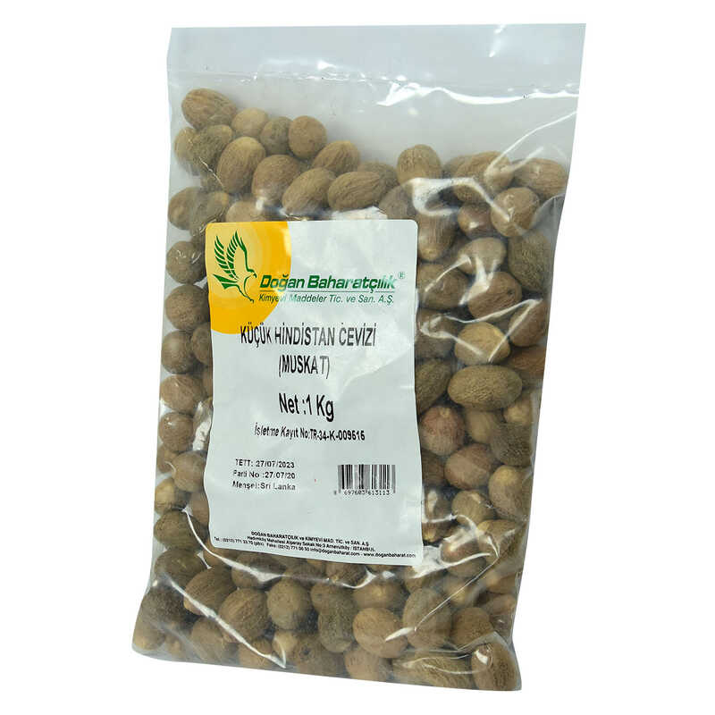 Lisinya214 Hint Cevizi Muskat Küçük Hindistan Cevizi Doğal 1000 gr Paket