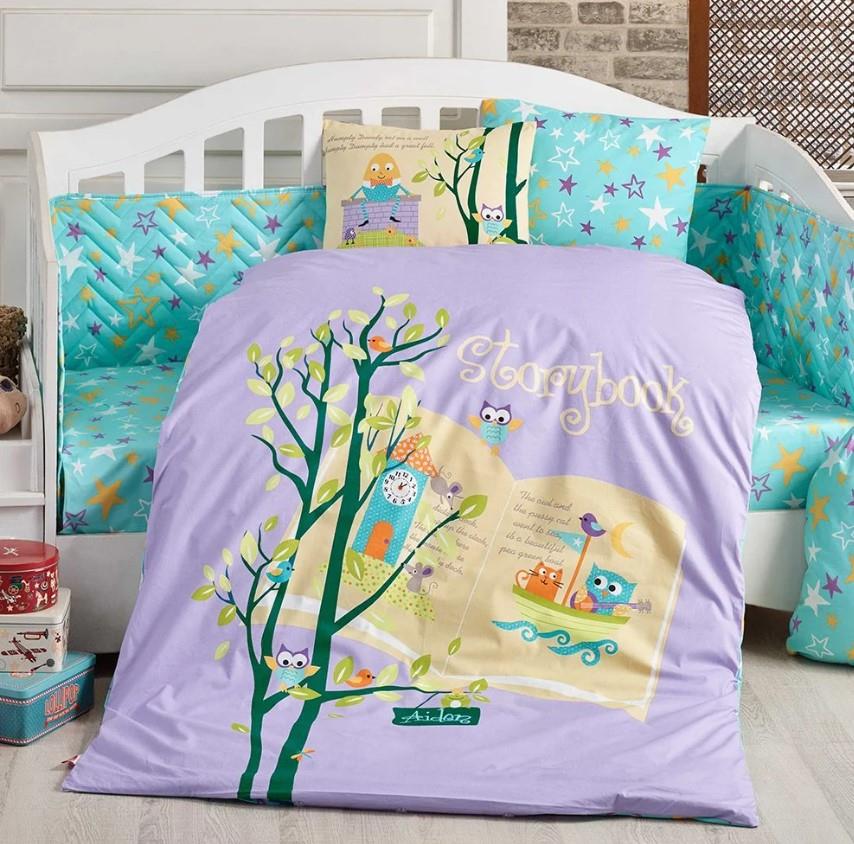 Dream Clock Lila Poplin Bebek Nev Takımı Dream Clock Lila Poplin Bebek Nevresim Takımı