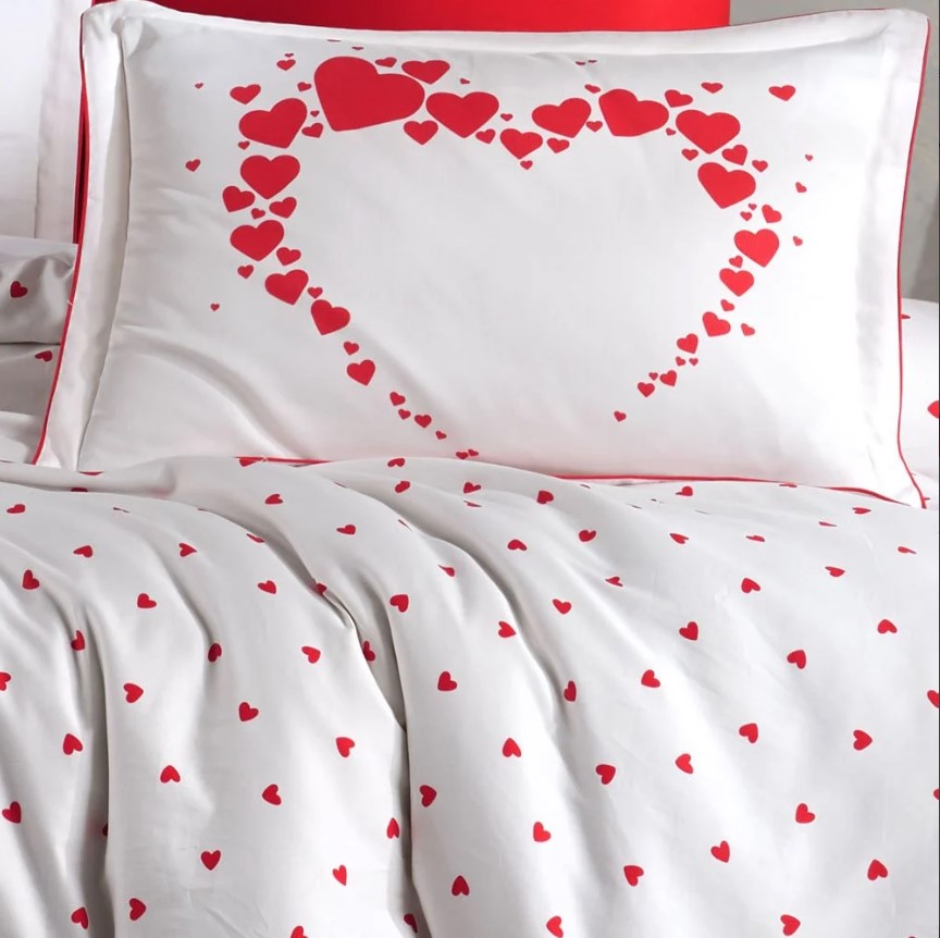 Çift Kişilik Saten Nevresim Amore Beyaz Çift Kişilik Saten Nevresim Amore Beyaz
