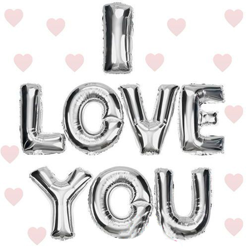 I Love You Folyo Bn Gümüş Renk 35 CM I Love You Folyo Balon Gümüş Renk 35 CM (Lisinya)