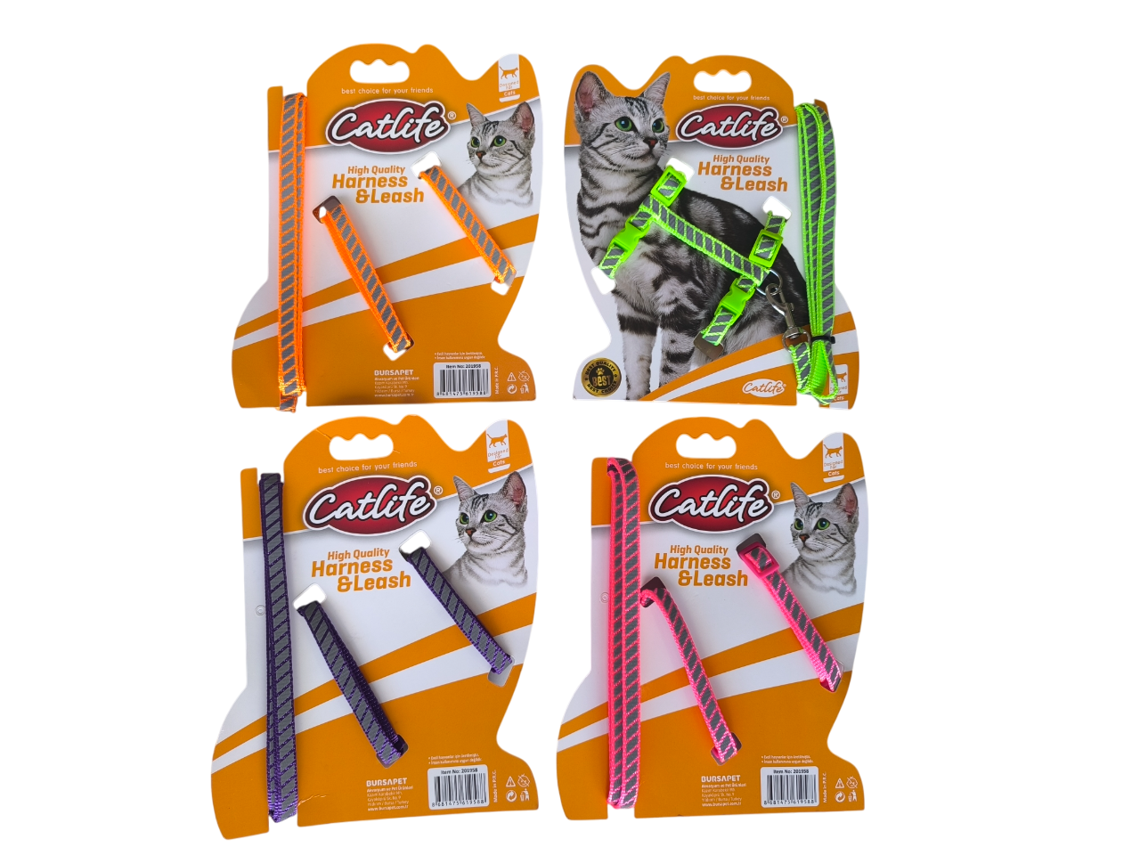 Catlife Fosforlu Şeritli Kedi Göğüs Bel Tasması + Gezdirme İpi Catlife Fosforlu Şeritli Kedi Göğüs Bel Tasması + Gezdirme İpi