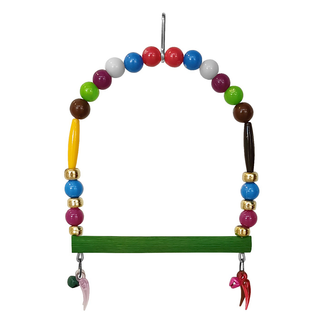 Renkli Boncuklu Ve Çanlı Muhabbet Kuşu Salıncağı 10-11.5 cm Renkli Lisinya205 Renkli Boncuklu Ve Çanlı Muhabbet Kuşu Salıncağı 10-11.5 cm Renkli