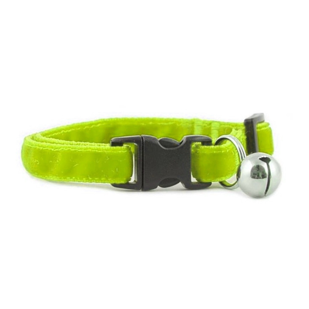 Lisinya205  Kedi Boyun Tasması Kadife Dokulu Çanlı 1*30 cm Neon Sarı