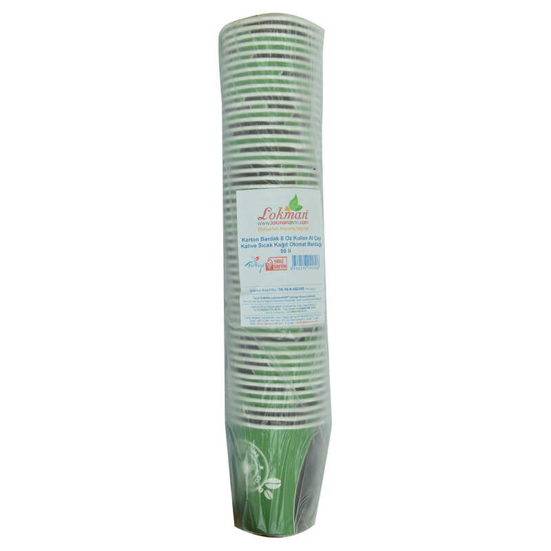 Lisinya214 Karton Bardak 8 Oz Kullan At Çay Kahve Sıcak Kağıt Otomat Bardağı 50 li 1 Paket