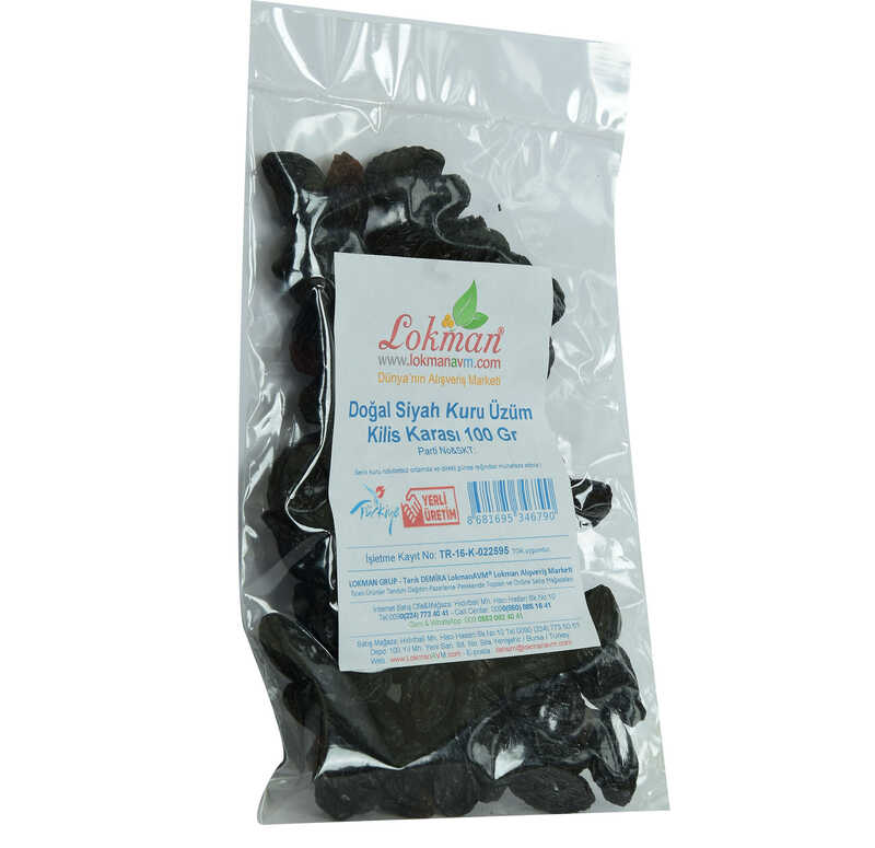 Lisinya214 Kilis Karası Siyah Kuru Üzüm 100 Gr Paket