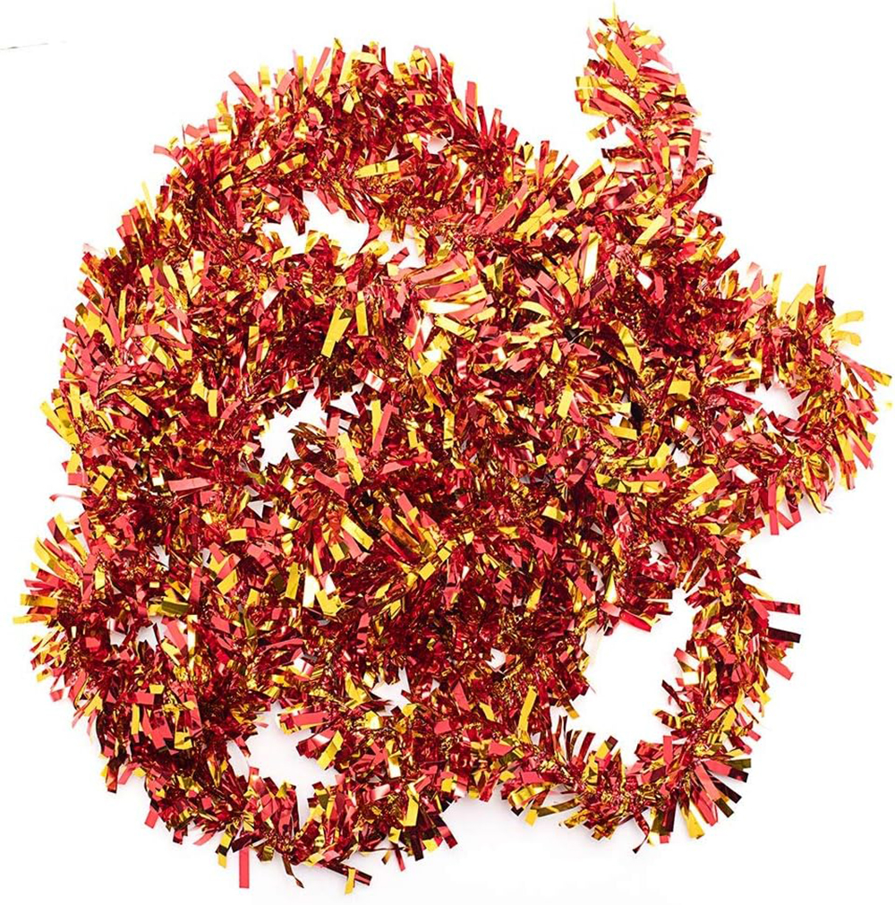 Kırmızı Altın Renk 4 cm Genişlik Garland Çift Renk Sim Süs 180 cm Kırmızı Altın Renk 4 cm Genişlik Garland Çift Renk Sim Süs 180 cm