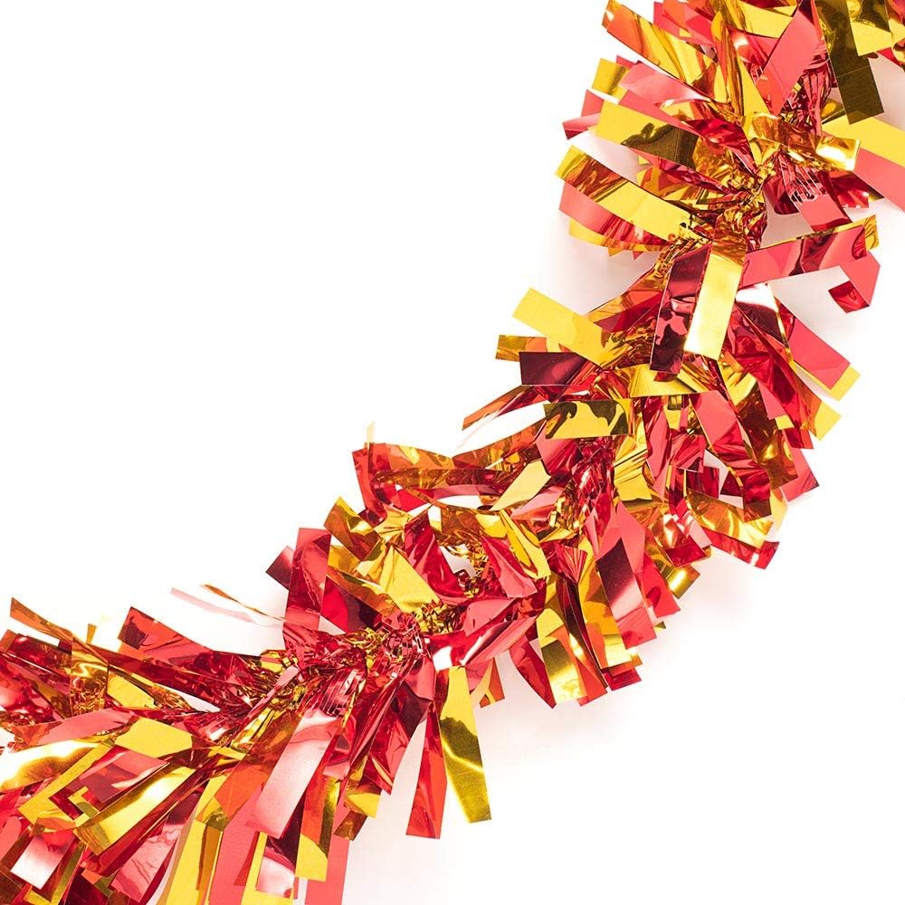 Kırmızı Altın Renk 4 cm Genişlik Garland Çift Renk Sim Süs 180 cm Kırmızı Altın Renk 4 cm Genişlik Garland Çift Renk Sim Süs 180 cm