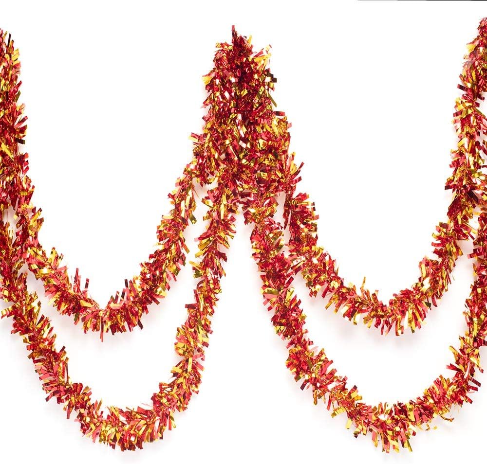 Kırmızı Altın Renk 4 cm Genişlik Garland Çift Renk Sim Süs 180 cm Kırmızı Altın Renk 4 cm Genişlik Garland Çift Renk Sim Süs 180 cm