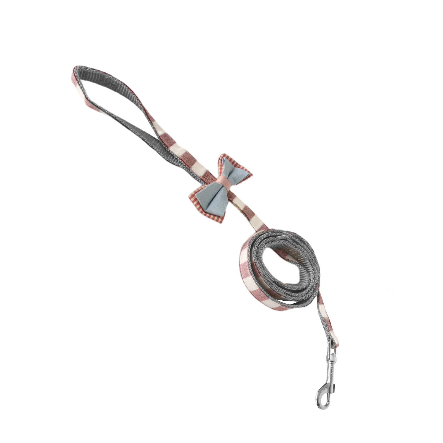 Köpek Göğüs Tasma Seti Ekose Desenli Papyonlu 1.5 cm*35-48 cm Kırmızı - Lisinya