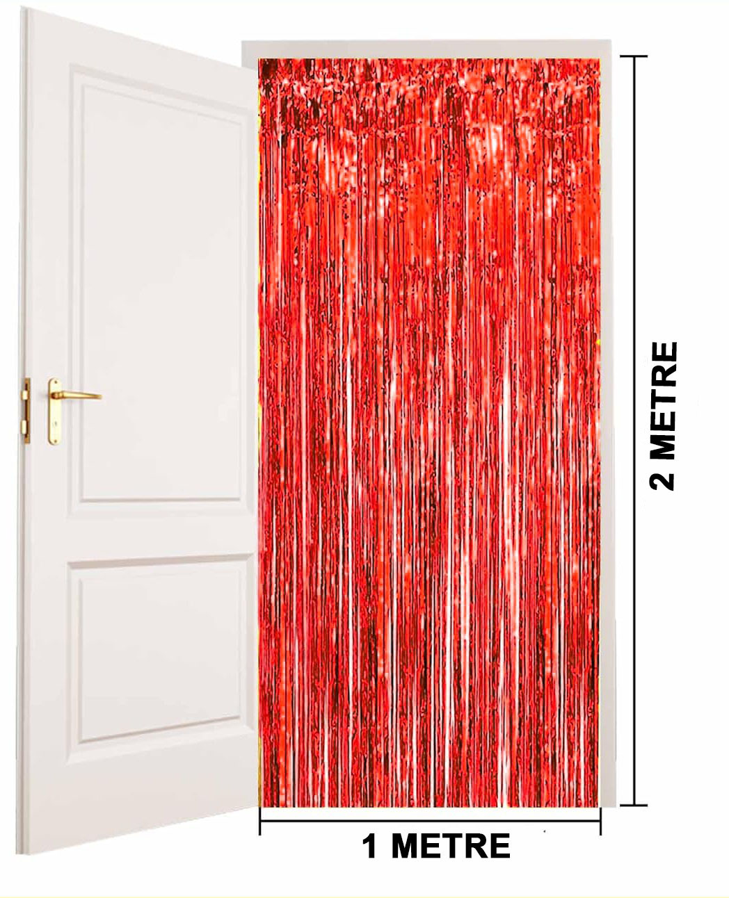 Kırmızı Renk Ekstra Metalize Parlak Saçaklı Arka Fon Perde İthal A Kalite 1x2 Metre (Lisinya)