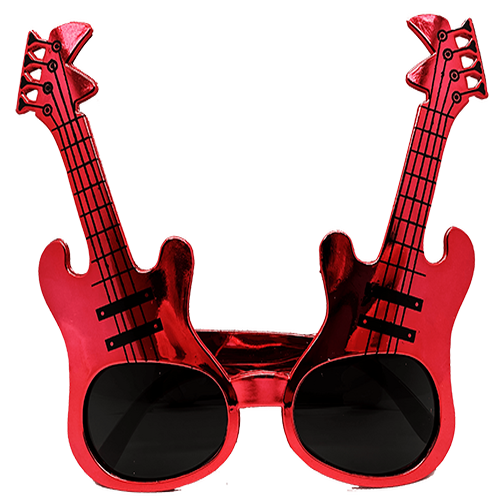 Kırmızı Renk Rockn Roll Gitar Şekilli Parti Gözlüğü 15x15 cm