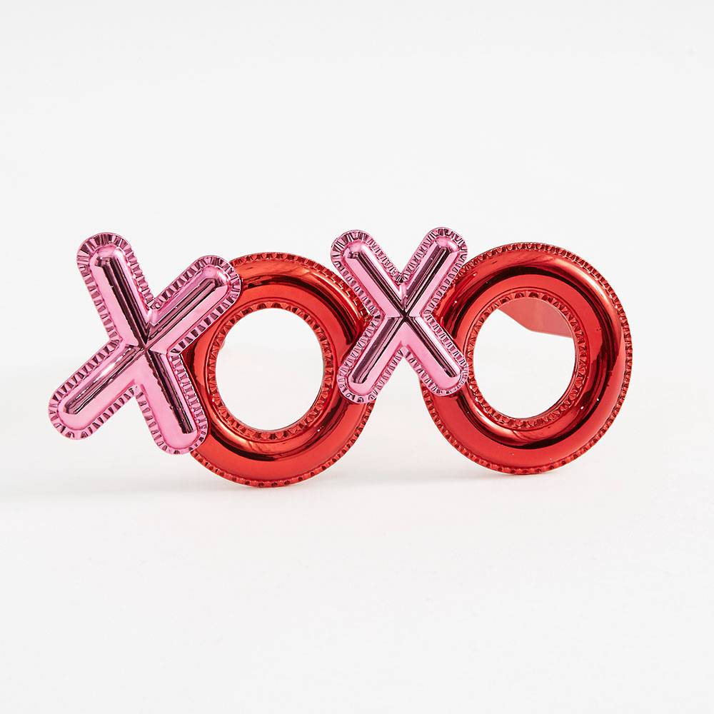 Kırmızı Renk Xoxo Yazılı Parti Gözlüğü 17x7 cm (Lisinya)
