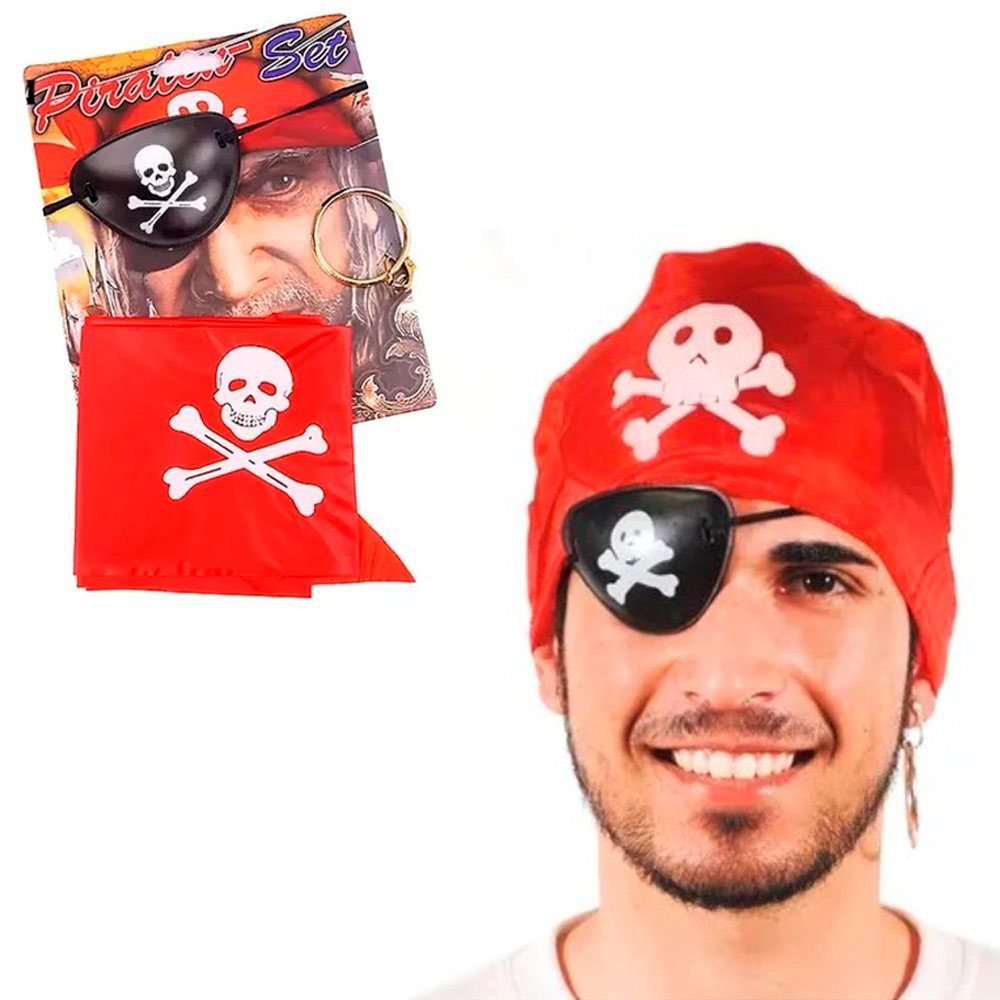 Korsan Bandana Korsan Göz Maskesi ve Korsan Küpesi 3 lü Kostüm Seti Korsan Bandana Korsan Göz Maskesi ve Korsan Küpesi 3 lü Kostüm Seti (Lisinya)