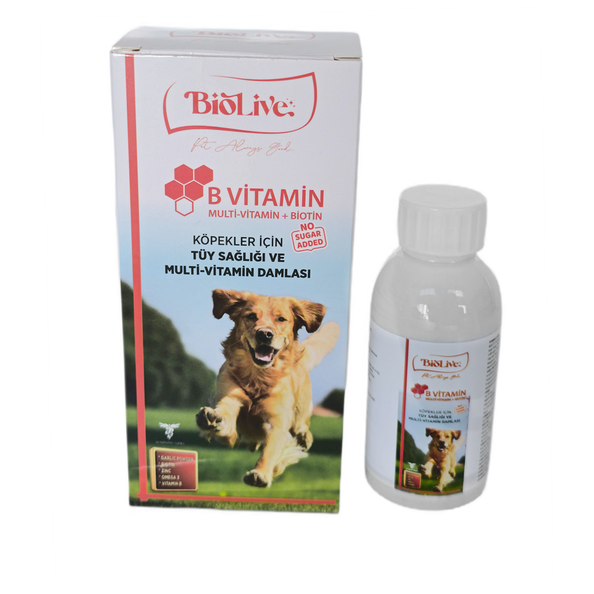 Biolive Köpekler İçin B Vitamin+Multivitamin Tüy Sağlığı Likit Vitamin 100ml Biolive Köpekler İçin B Vitamin+Multivitamin Tüy Sağlığı Likit Vitamin 100ml