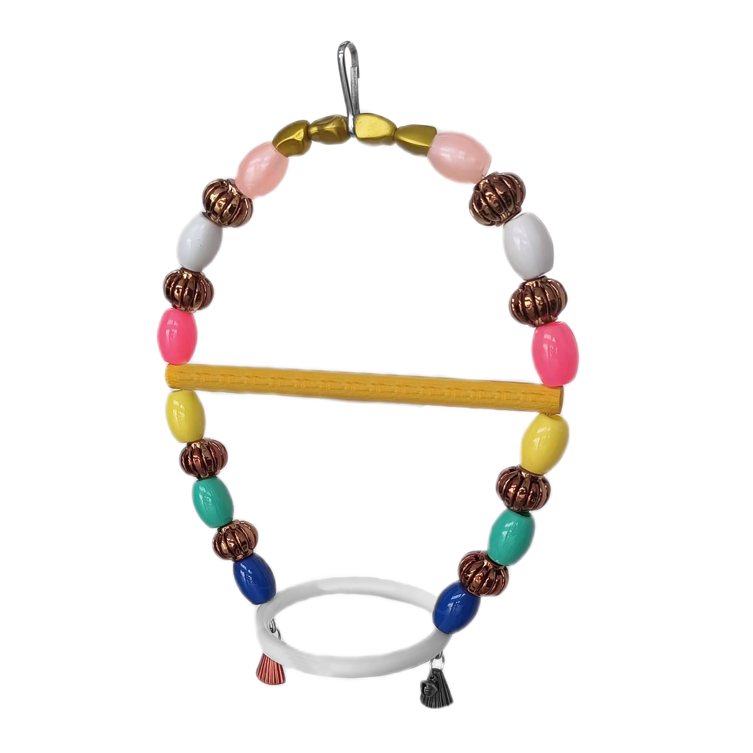 Renkli Boncuklu Oval Hlı Papağan Salıncağı 15 cm-23 cm - Lisinya
