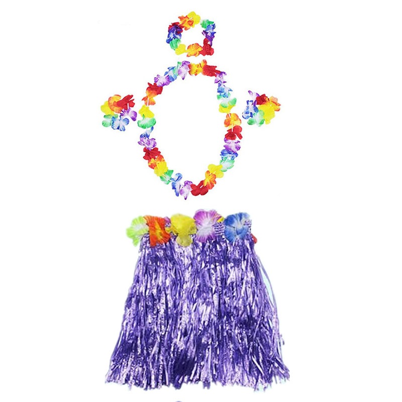 Luau Aloha Hawaii Kolye Etek Taç ve Bileklik Seti Mor Luau Aloha Hawaii Kolye Etek Taç ve Bileklik Seti Mor