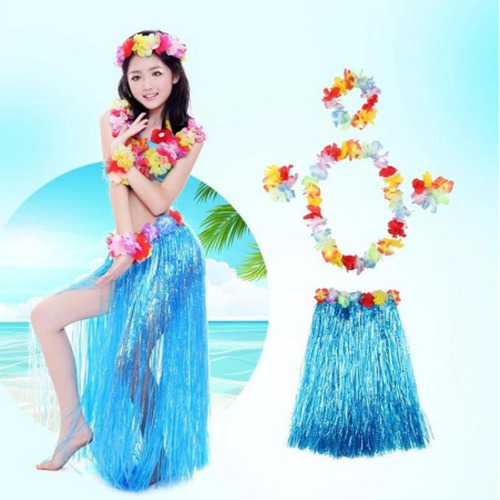 Luau ha Hawaii Partisi Etek Taç ve Bileklik Seti Mavi Luau Aloha Hawaii Partisi Etek Taç ve Bileklik Seti Mavi (Lisinya)