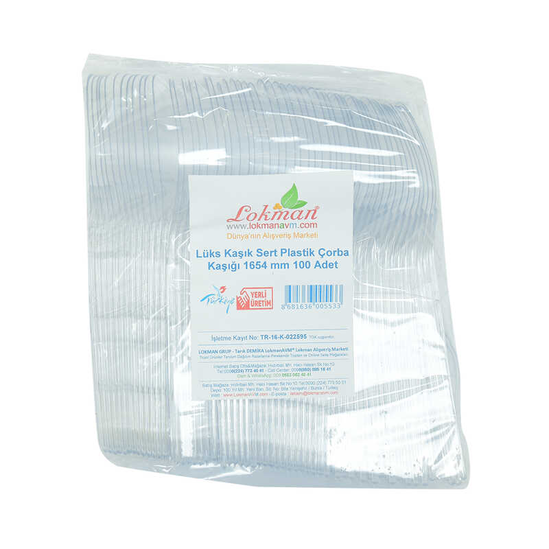 Lisinya214 Lüks Kaşık Sert Plastik Çorba Kaşığı 1654 mm Şeffaf 100 Adet 1 Paket