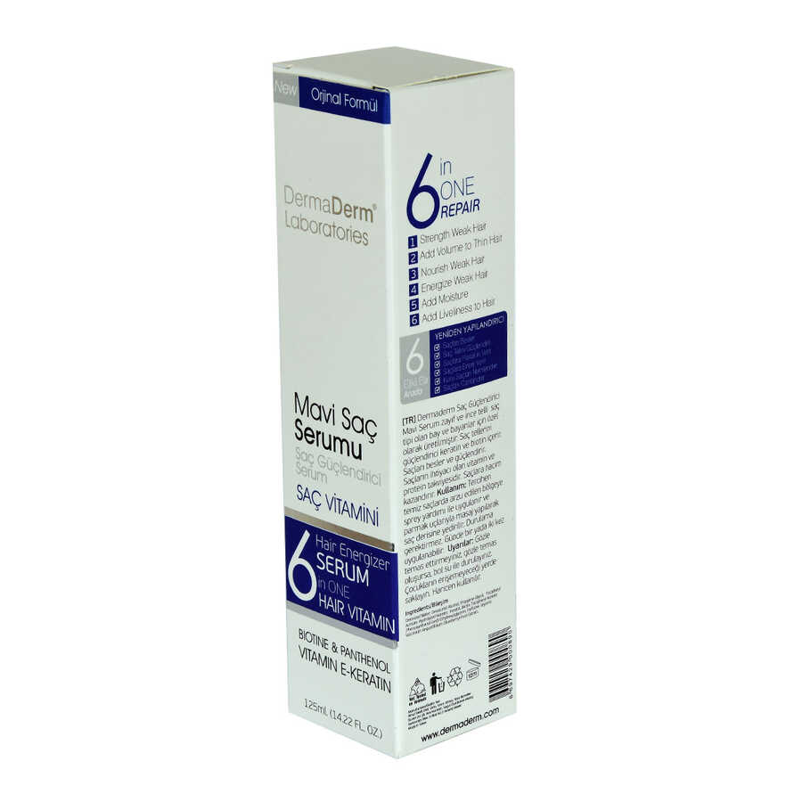 Lisinya214 Mavi Saç Serumu Saç Güçlendirici Serum (Biotin Panthenol Vitamin E-Keratin) 125 ML