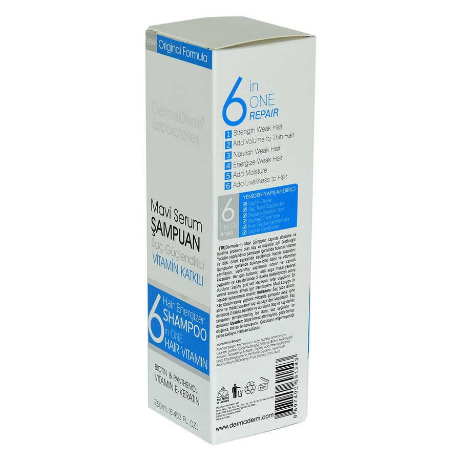 Lisinya214 Mavi Serum Şampuanı Saç Güçlendirici (Biotin Panthenol Vitamin E-Keratin) 250 ML