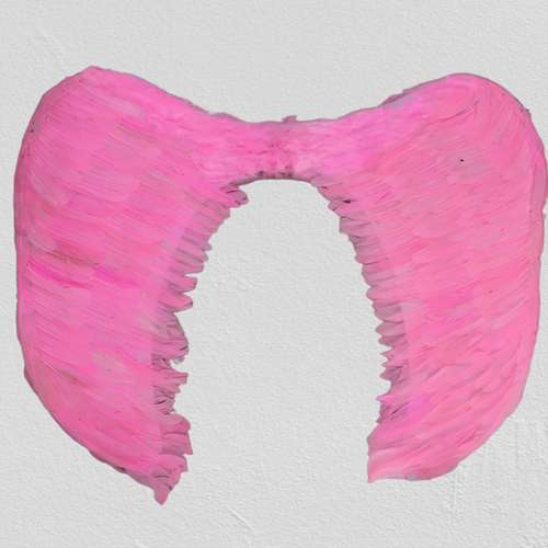 Mega Boy Pembe Renk Tüylü Melek Kanadı 100x85 cm (Lisinya)
