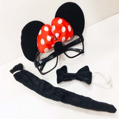 Minnie Mouse Gözlüğü Papyonu Kuyruğu Seti (Lisinya)