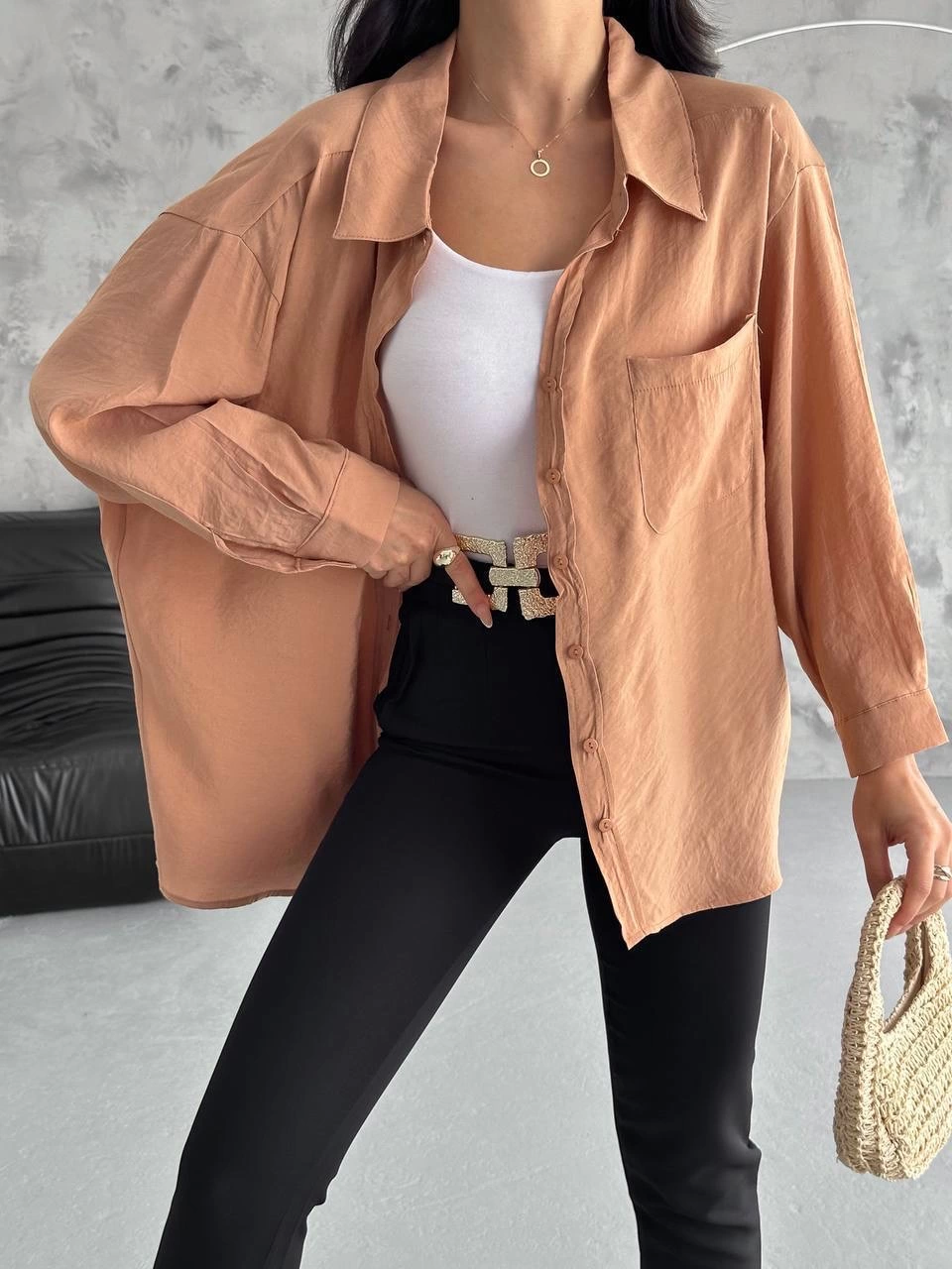 Modal oversize cepli gömlek - Lisinya