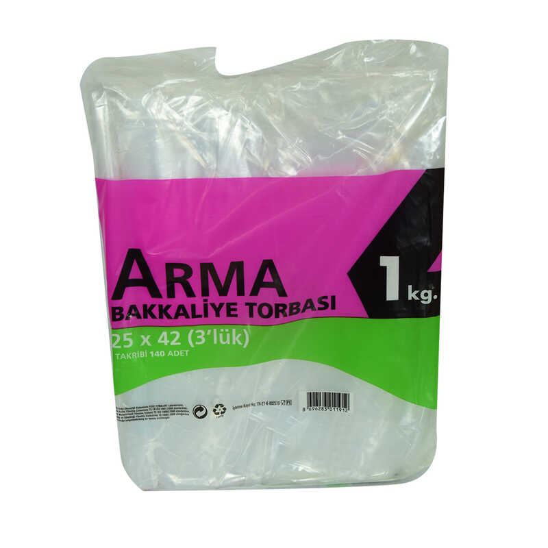 Lisinya214 Naylon Torba Arma Şeffaf Bakkaliye Kuruyemiş Şeker Torbası 25x42 (3 lik ) Takribi 140 Adet 1000 Gr