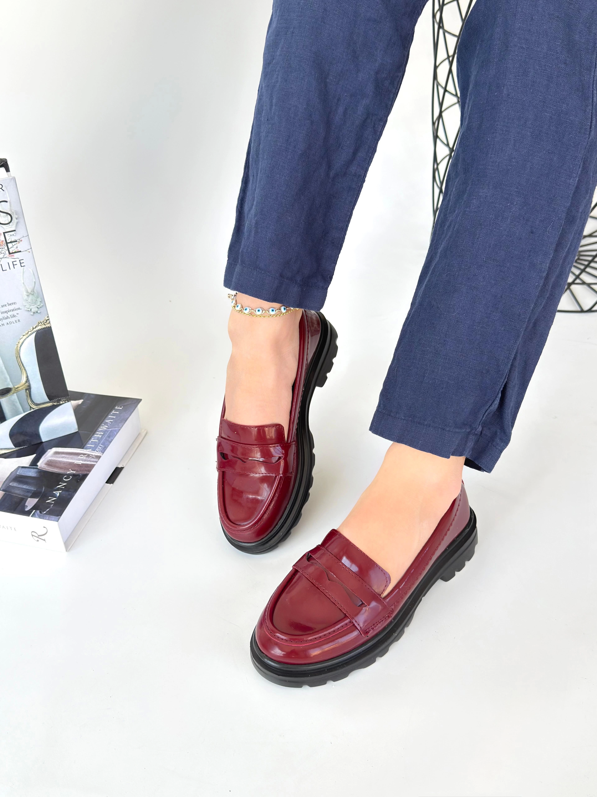 Narli Bordo Rugan Oxford Ayakkabı - Lisinya