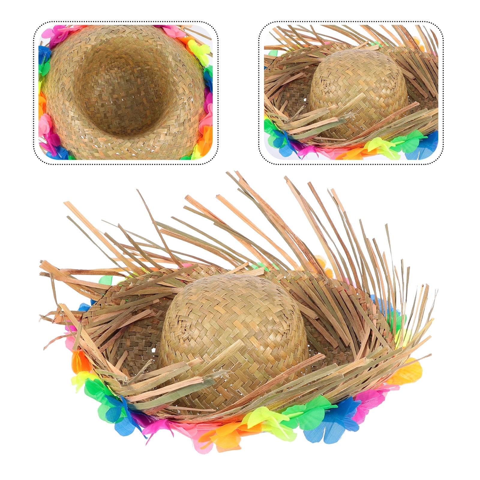 Naturel Renk Püsküllü Örme Hasır Hawaii Luau Aloha Şapka 13x36 cm Naturel Renk Püsküllü Örme Hasır Hawaii Luau Aloha Şapka 13x36 cm