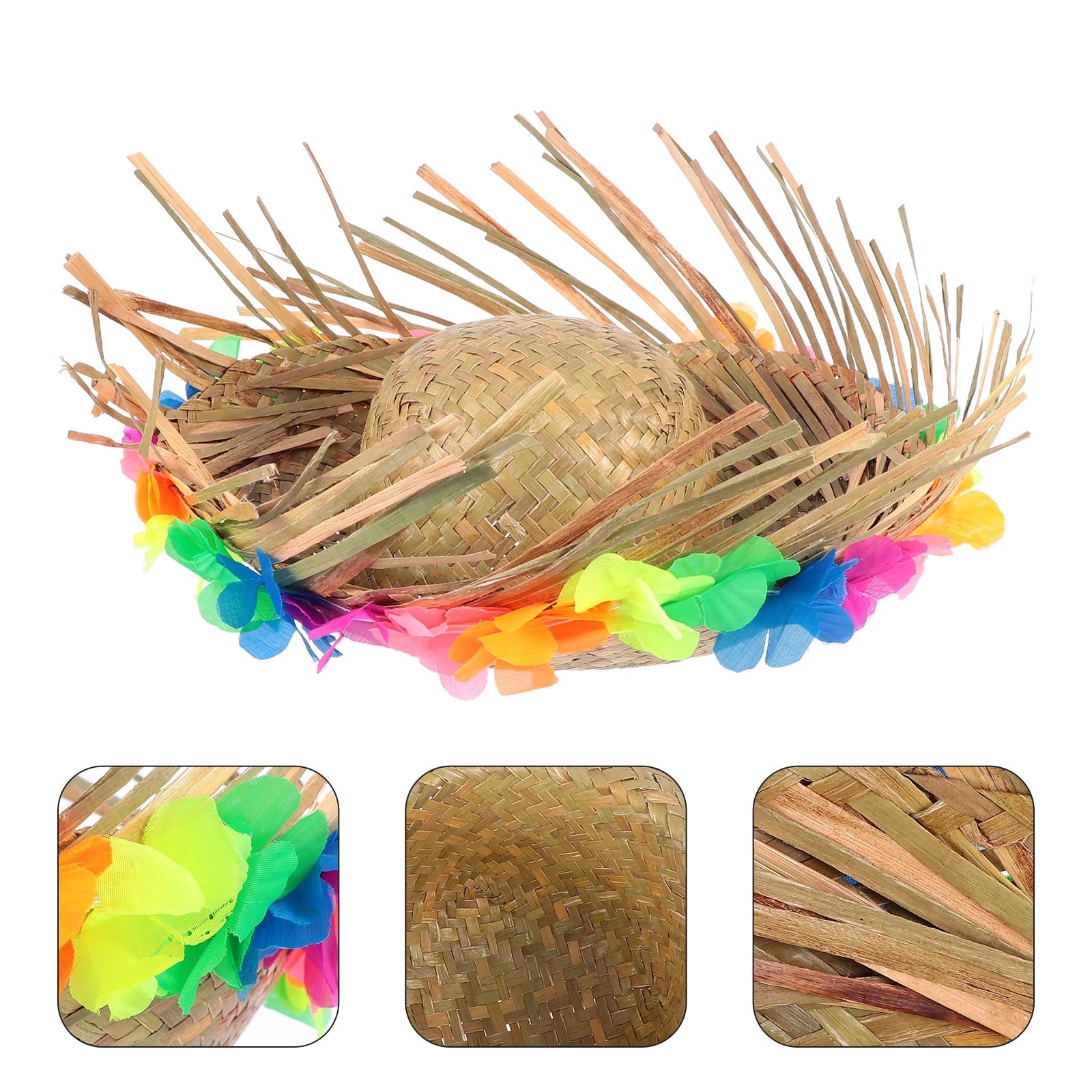 Naturel Renk Püsküllü Örme Hasır Hawaii Luau Aloha Şapka 13x36 cm Naturel Renk Püsküllü Örme Hasır Hawaii Luau Aloha Şapka 13x36 cm