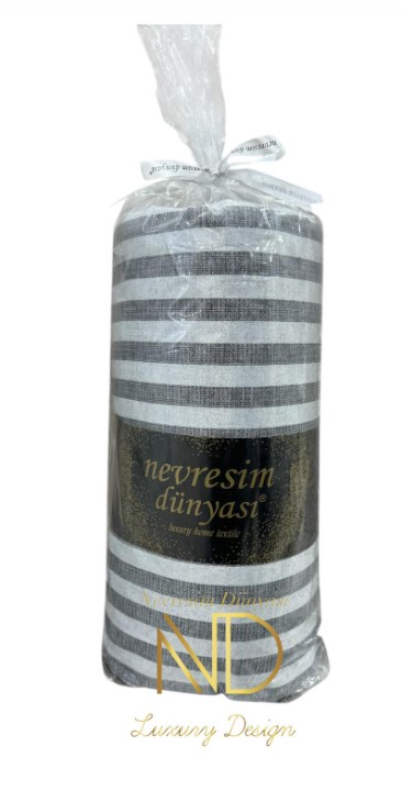 Çizgili Çift Kişilik Fitted Micro Saten Çarşaf ve 2 Yastık Kılıfı Antrasit Çizgili Çift Kişilik Fitted Micro Saten Çarşaf ve 2 Yastık Kılıfı Antrasit