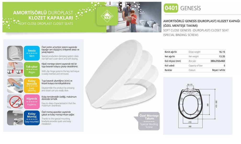 NKP Genesis Amortisörlü+Tak Çıkar Klozet Kapağı Lisinya202 NKP Genesis Amortisörlü+Tak Çıkar Klozet Kapağı