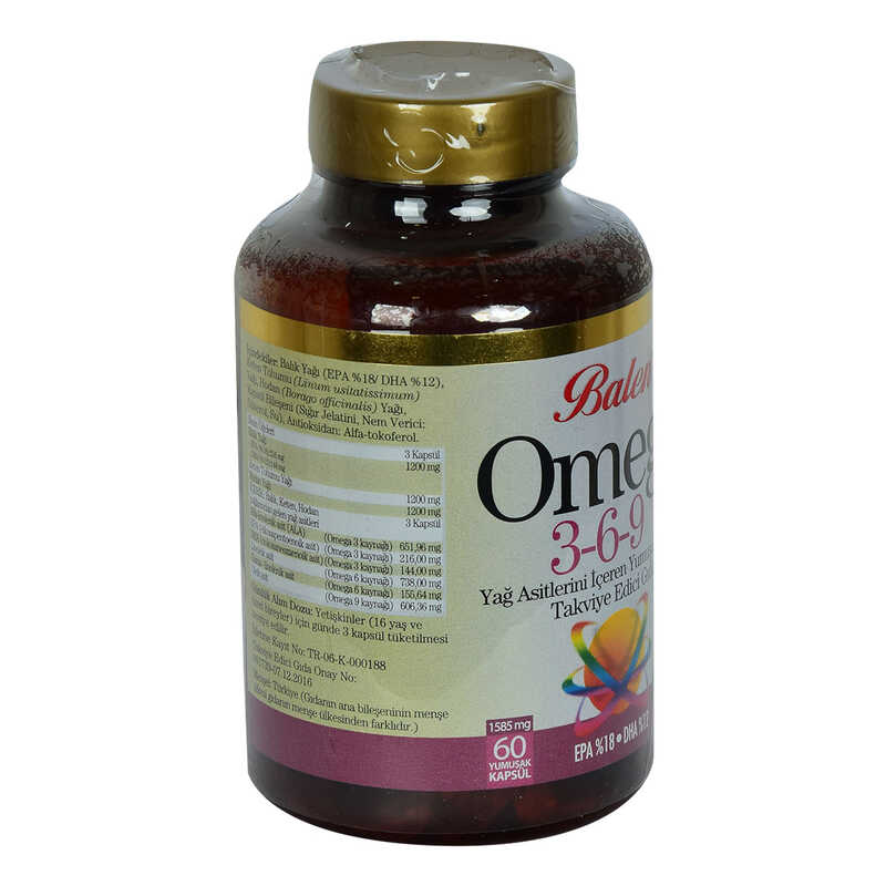 Lisinya214 Omega 3-6-9 1585 Mg x 60 Yumuşak Kapsül EPA-18 DHA-12