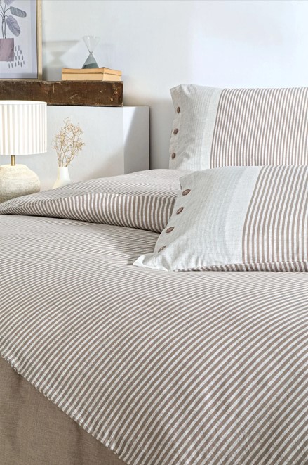 Özdilek Çift Kişilik Ranforce Nevresim Takımı Natural Line Bej