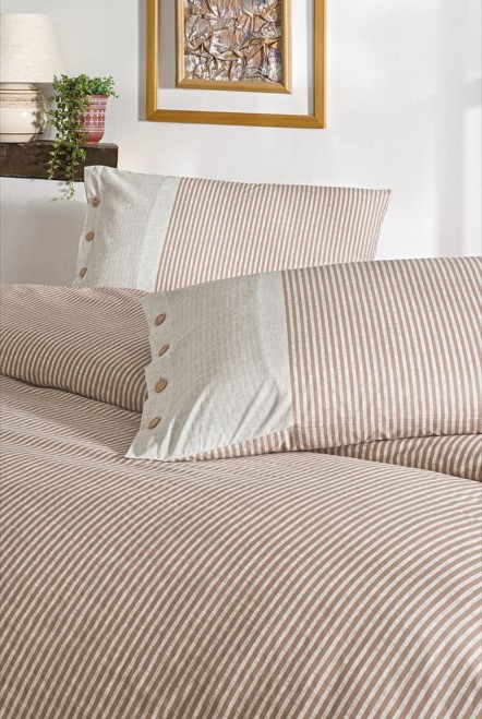 Özdilek Çift Kişilik Ranforce Nevresim Takımı Natural Line Somon