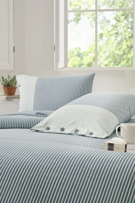 Özdilek Çift Kişilik Ranforce Nevresim Takımı Natural Line Mavi