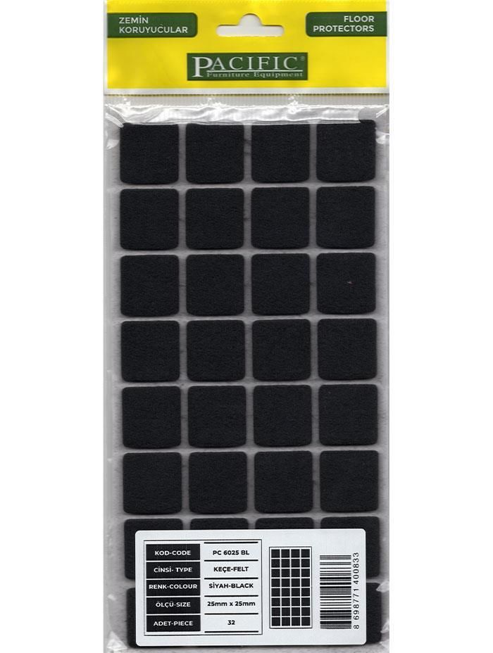 Lisinya202 Pacific 6025 BL Yapışkanlı Keçe 25 mm X 25 mm Siyah