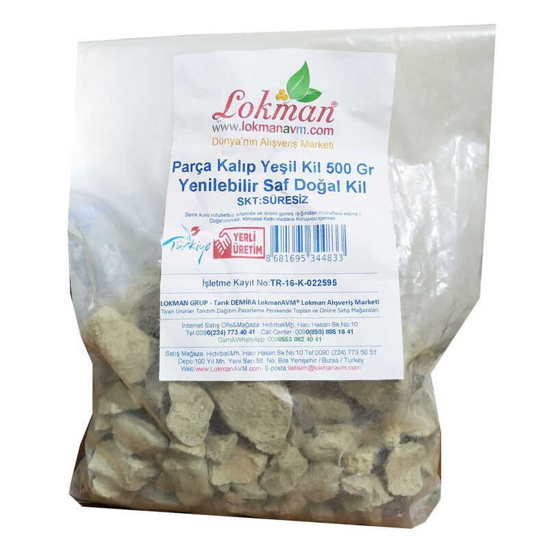 Lisinya214 Parça Kalıp Yeşil Kil 500 Gr Yenilebilir Saf Doğal Kil Paket