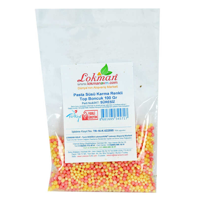 Lisinya214 Pasta Süsü Boncuk Granül Şekeri Karışık Renk 100 Gr Paket