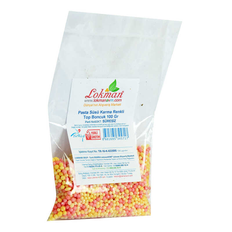 Lisinya214 Pasta Süsü Boncuk Granül Şekeri Karışık Renk 100 Gr Paket